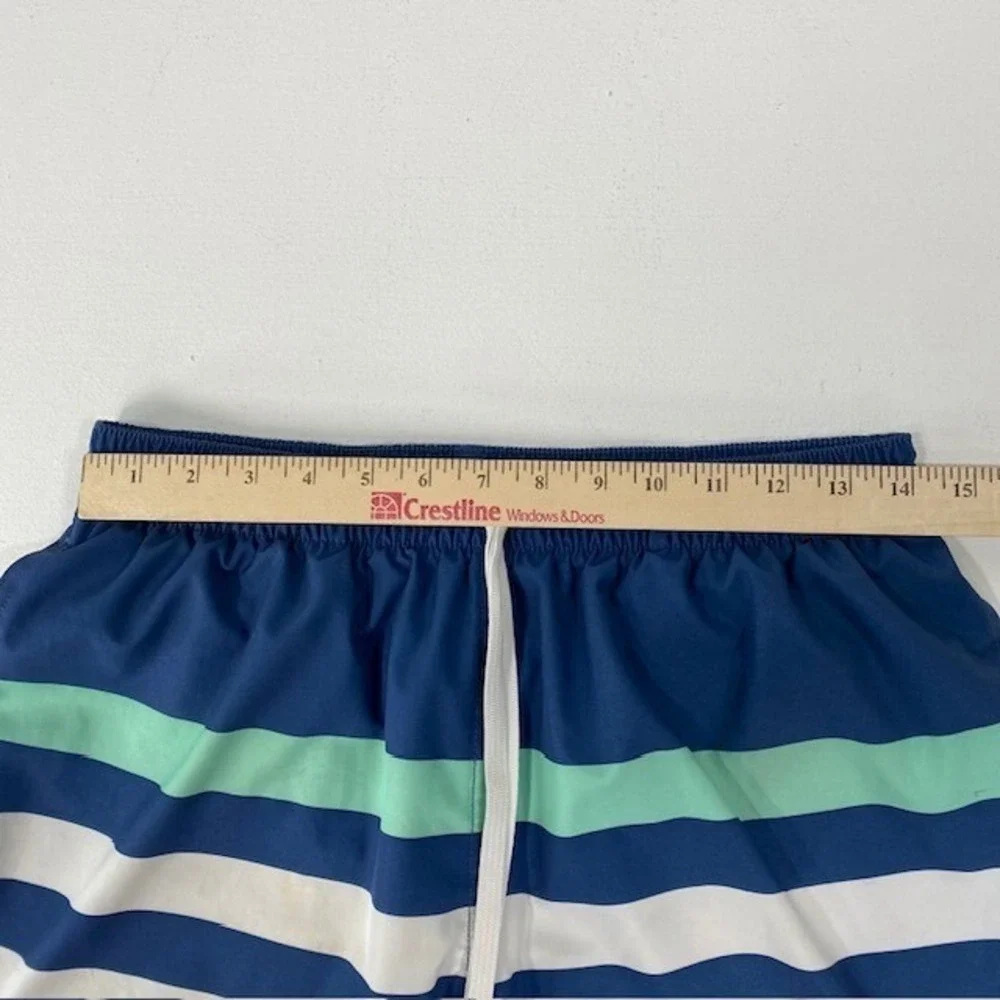 Chubbies Swim Trunks Navy Blue White Red Striped Elastic Waist‎ Drawstring Large